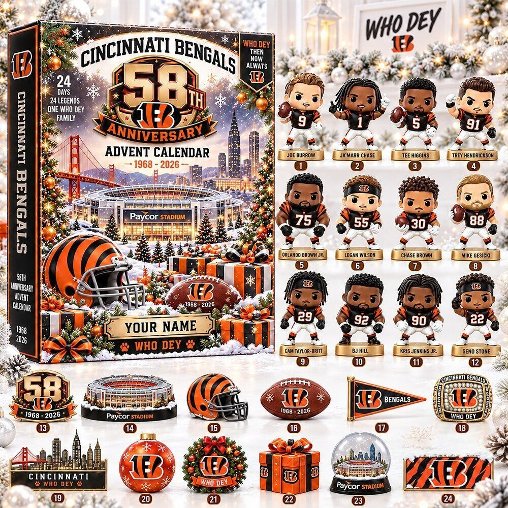 Personalized Cincinnati Bengals 58th Anniversary Advent Calendar Birthday Gift For Friend – THW