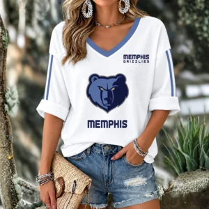 Limited Edition – Customized NBA Memphis Grizzlies Women’s V-Neck Long Sleeve Shirt