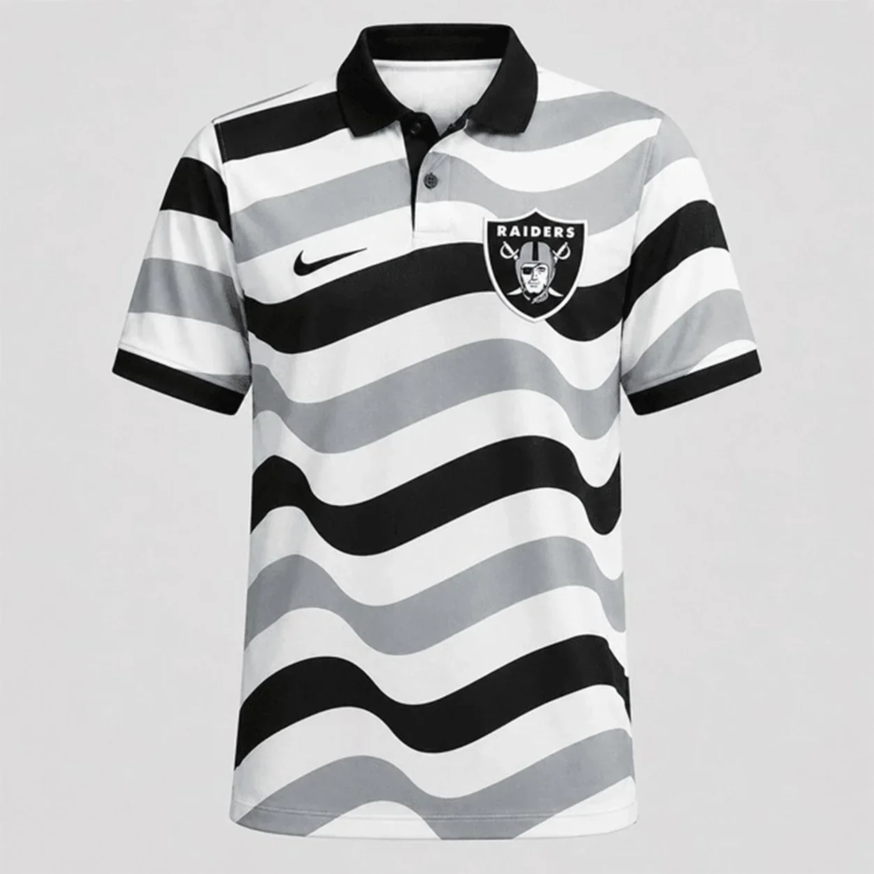 Limited Edition – Customized NFL Las Vegas Raiders Striped Polo Shirt