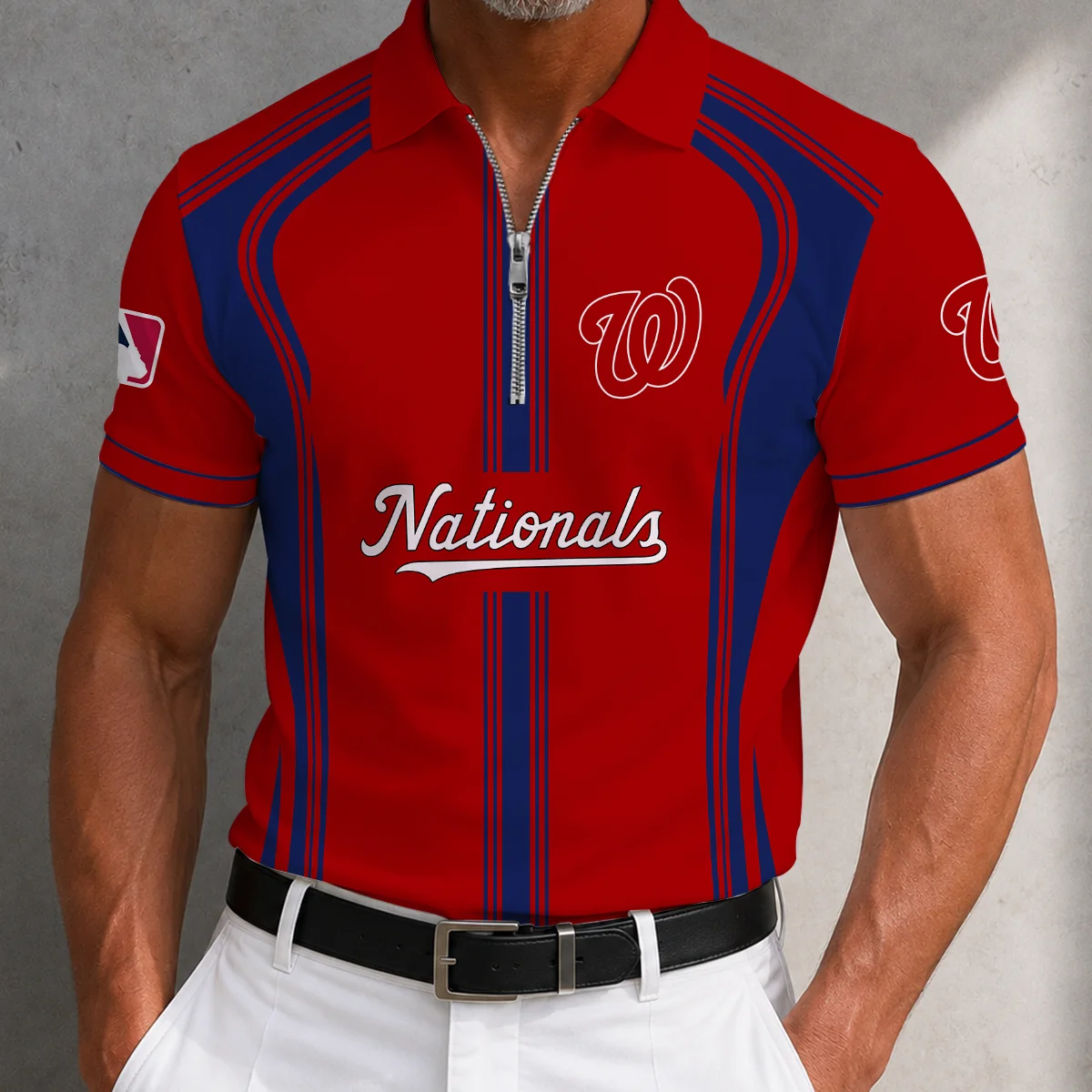 Limited Edition – Customized MLB Washington Nationals Zip Polo Shirt