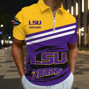 Limited Edition – Customized NCAA Lsu Tigers Zip Polo Shirt
