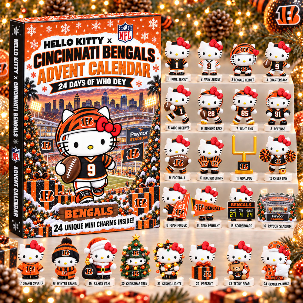 Hello Kitty x Cincinnati Bengals 2026 Christmas Advent Calendar Bengals Xmas Merch