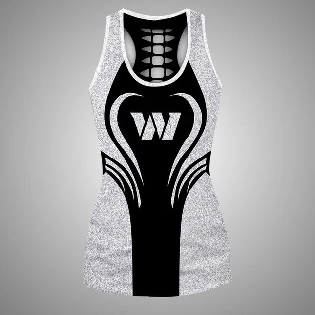 Limited Edition – Customized NFL Washington Commanders Hollow Tank Top & Leggings Set - Image 2