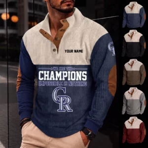 Limited Edition – Customized MLB Colorado Rockies Button Sweatshirts Stand Collar