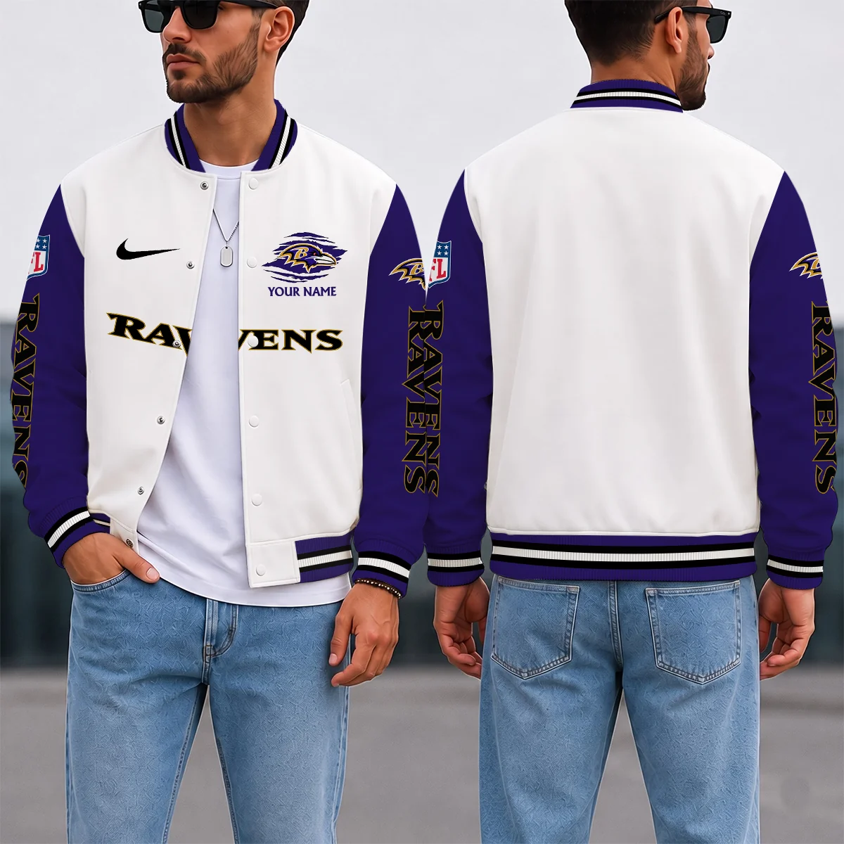 Limited Edition – Customized NFL Baltimore Ravens Satin Varsity & Baseball Jacket