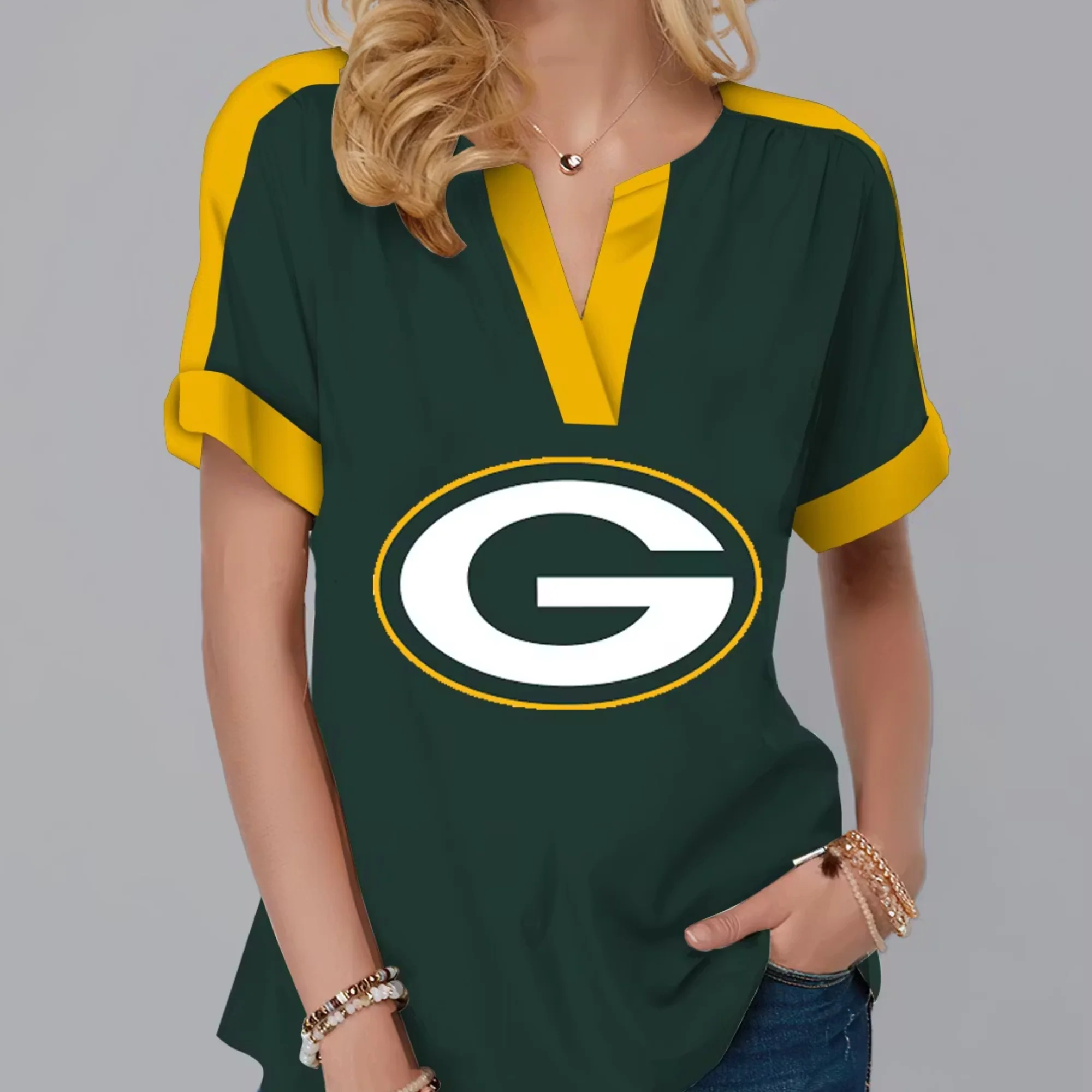 Limited Edition – Customized NFL Green Bay Packers V-Neck Female Shirt