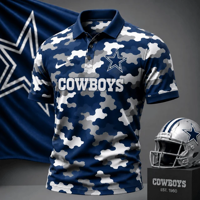 Limited Edition – Customized NFL Dallas Cowboys Camo Polo Shirt