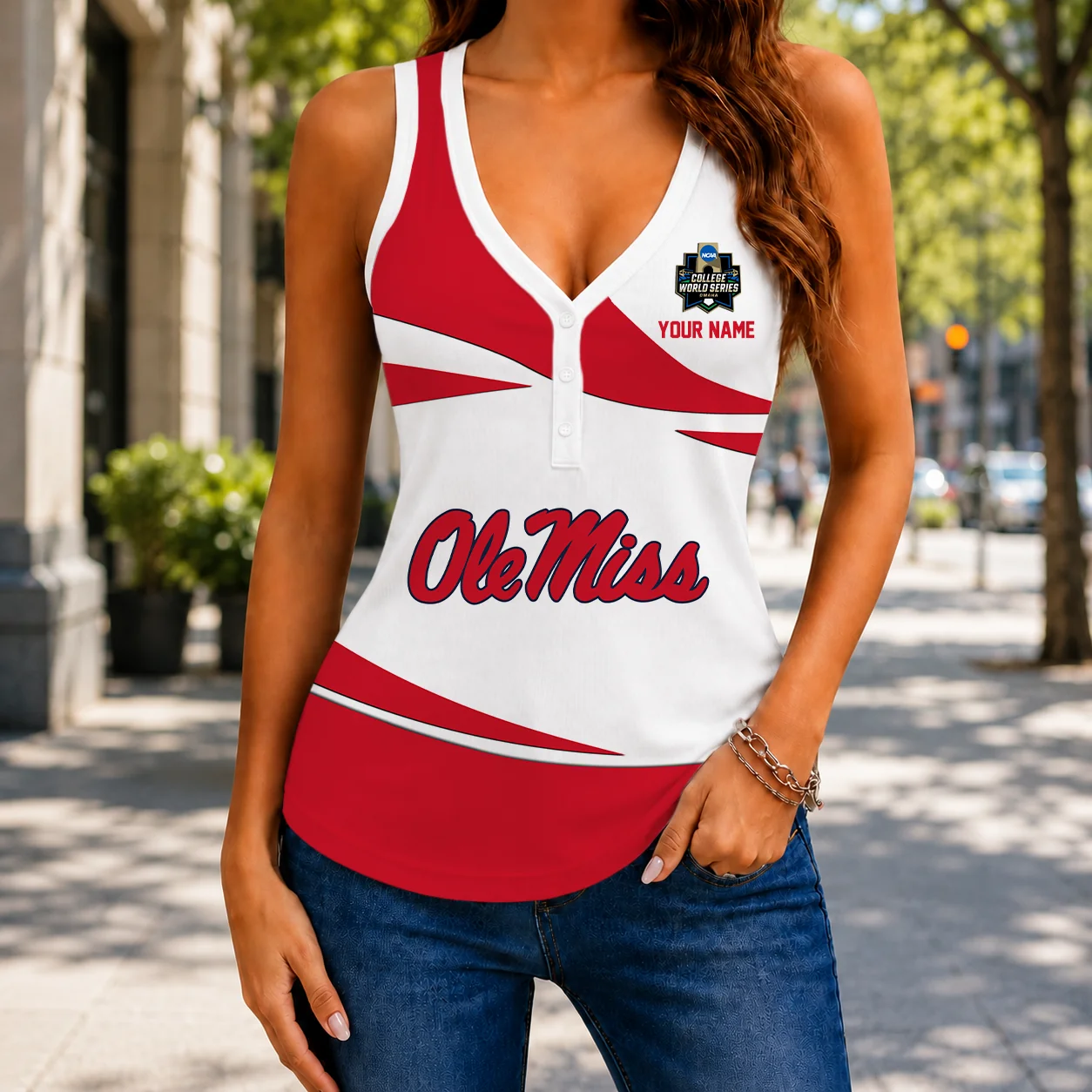 Limited Edition – Customized NCAA Ole Miss Rebels Women’s V-Neck Tank Top