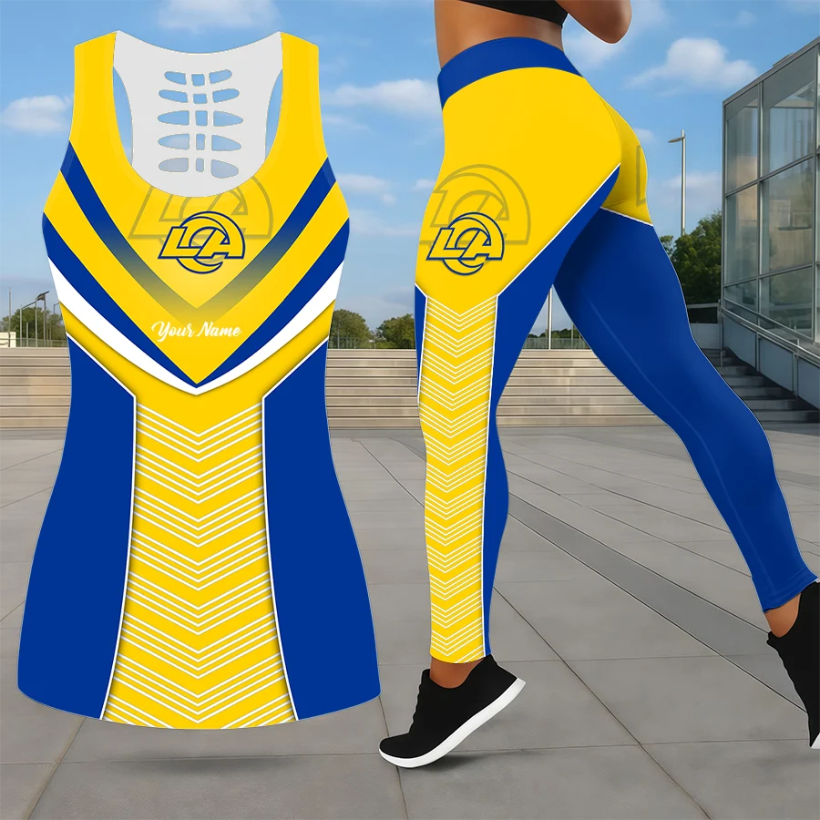Limited Edition – Customized NFL Los Angeles Rams Leggings & Hollow Tank Top Set