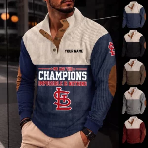 Limited Edition – Customized MLB St. Louis Cardinals Button Sweatshirts Stand Collar