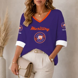 Limited Edition – Customized WNBA Phoenix Mercury Women’s Heart V-Neck Long Sleeve Shirt