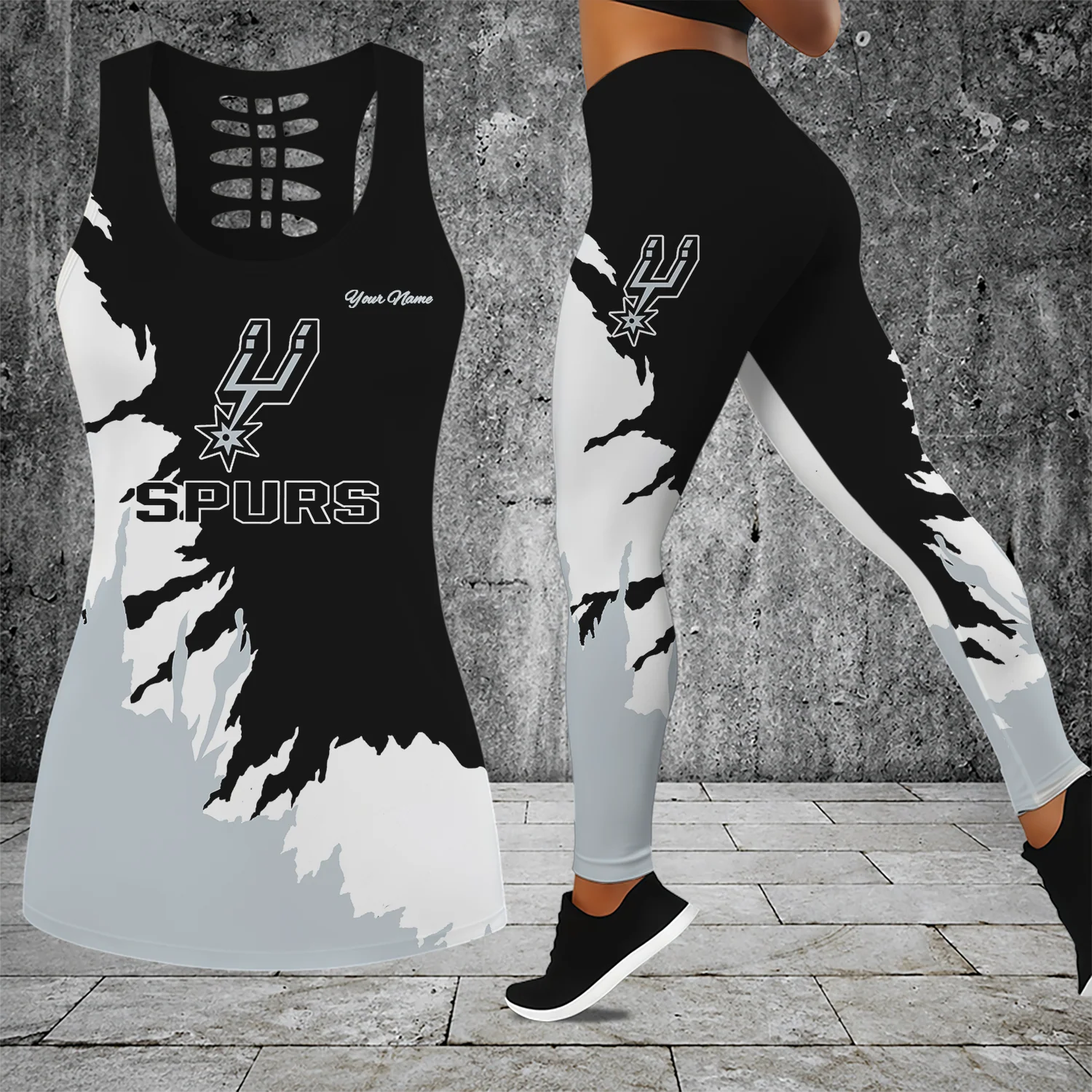 Limited Edition – Customized NBA San Antonio Spurs Hollow Tank Top & Leggings Set