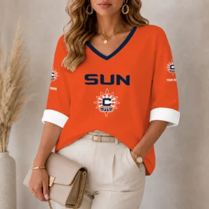 Limited Edition – Customized WNBA Connecticut Sun Women’s Heart V-Neck Long Sleeve Shirt