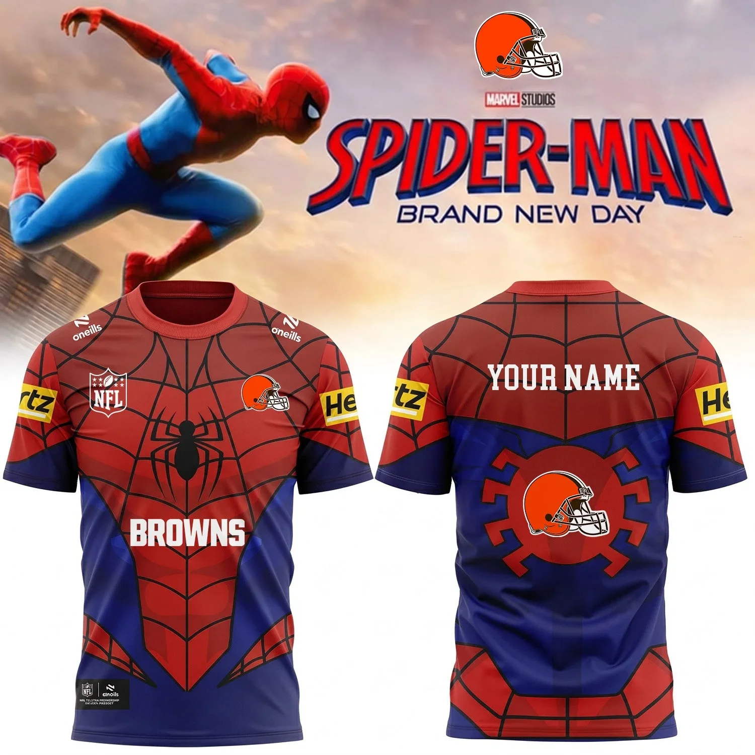 Limited Edition – Customized NFL Cleveland Browns x Spider Unisex T-Shirt