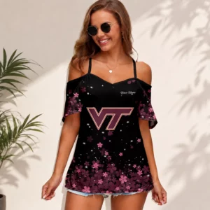 Limited Edition – Customized NCAA Virginia Tech Hokies Women’s Strappy Off-Shoulder Top