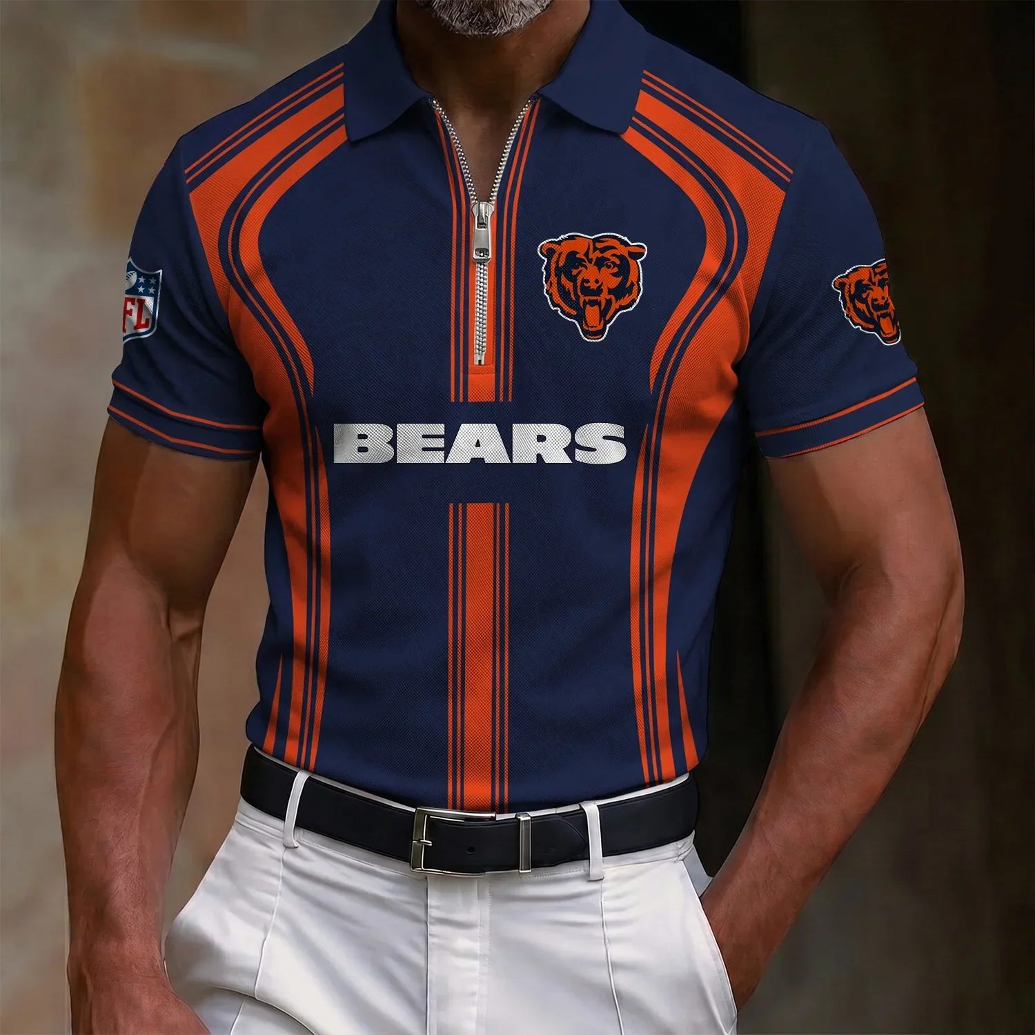 Limited Edition – Customized NFL Chicago Bears Zip Polo Shirt