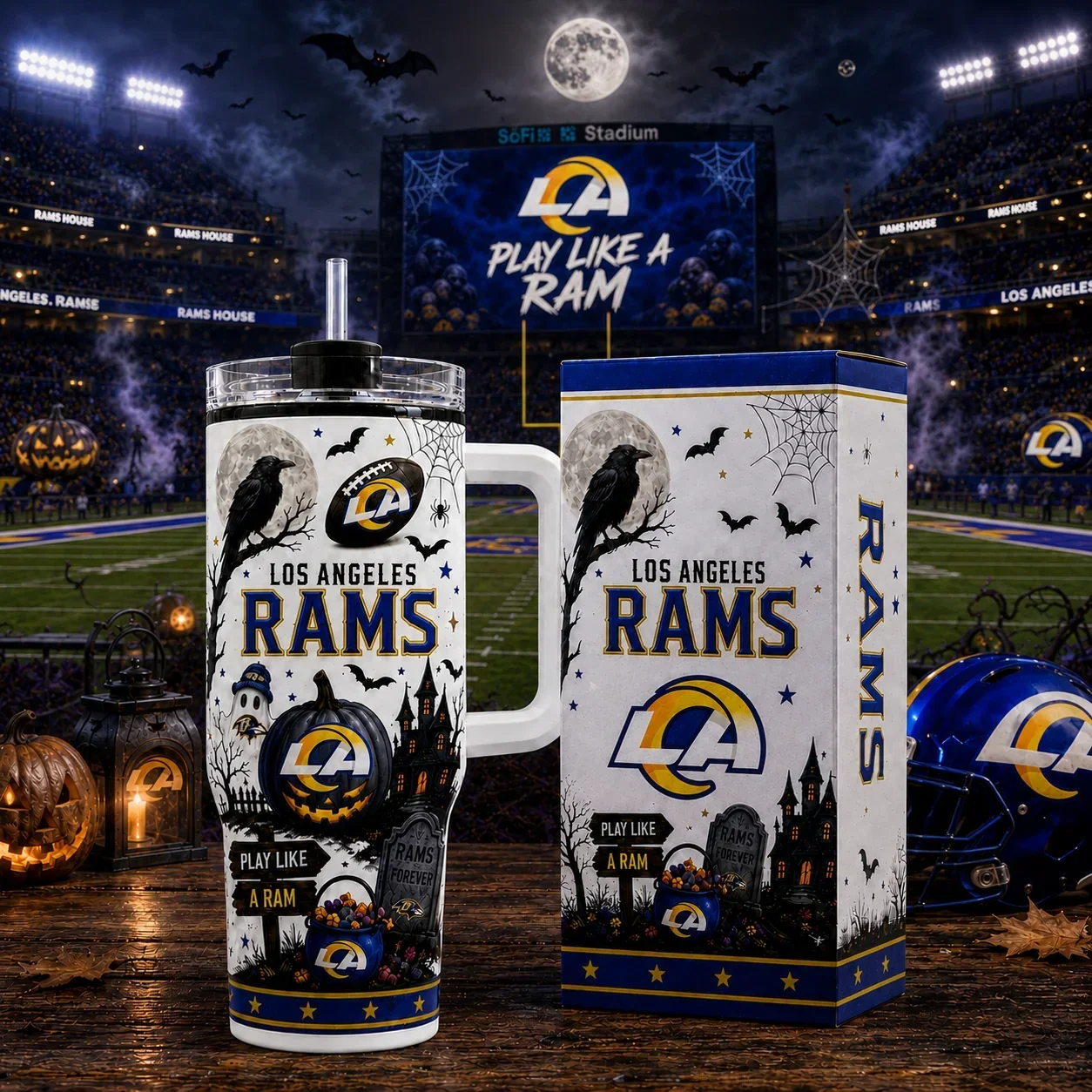 Limited Edition – Customized NFL Los Angeles Rams Halloween 40Oz Tumbler