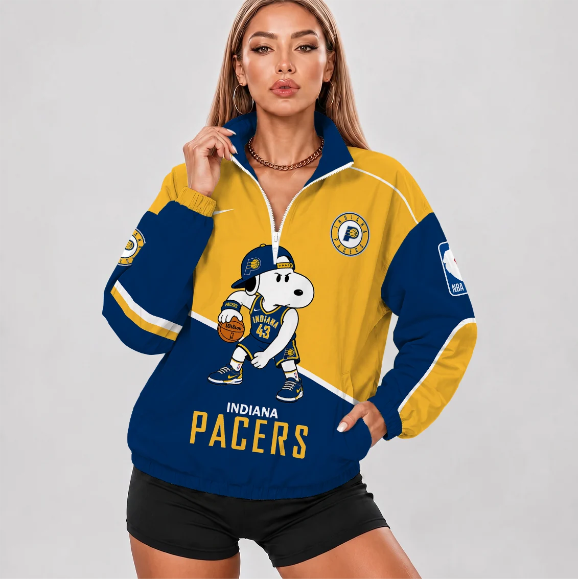 Limited Edition – Customized NBA Indiana Pacers V-Neck Zipper Sweatshirt Jacket