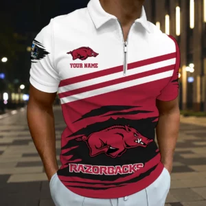 Limited Edition – Customized NCAA Arkansas Razorbacks Zip Polo Shirt