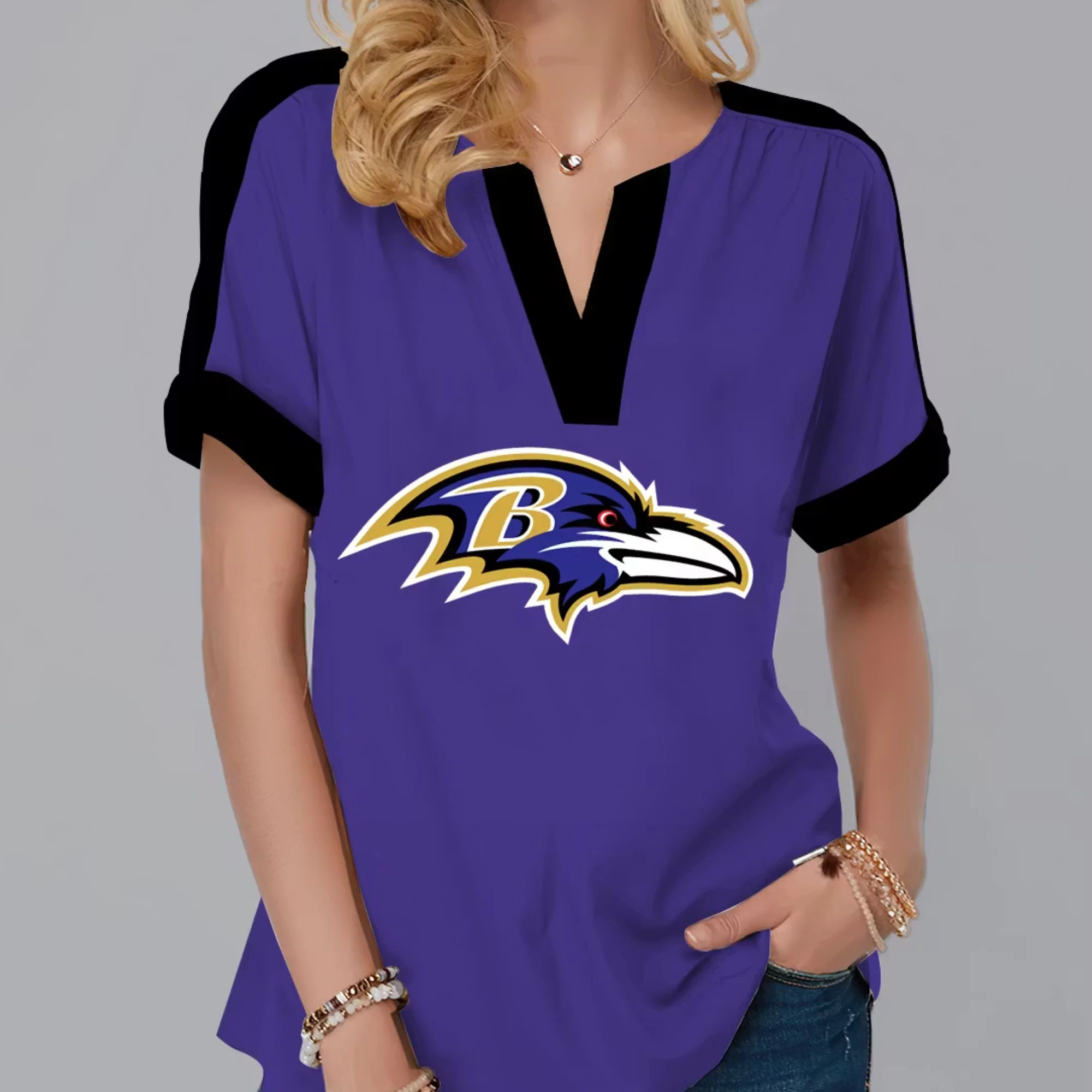 Limited Edition – Customized NFL Baltimore Ravens V-Neck Female Shirt