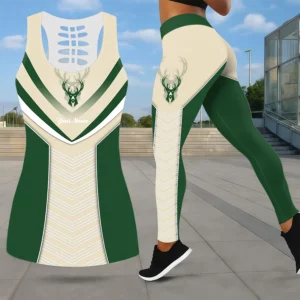 Limited Edition – Customized NBA Milwaukee Bucks Leggings & Hollow Tank Top Set