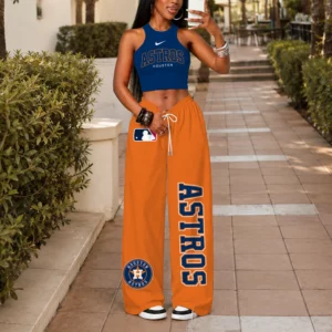 Limited Edition – Customized MLB Houston Astros Women’s Crop Top & Long Pants Set
