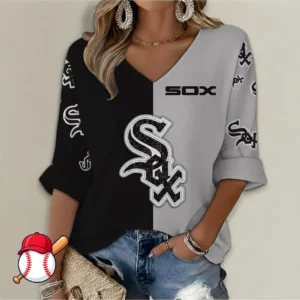 Limited Edition – Customized MLB Chicago White Sox Women’s V-Neck Long Sleeve Shirt