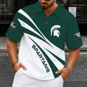 Limited Edition – Customized NCAA Michigan State Spartans Quarter-Zip Polo Shirt