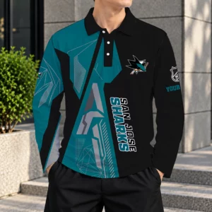 Limited Edition – Customized NHL San Jose Sharks Men Long Sleeve Polo
