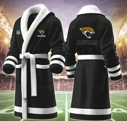 Limited Edition – Customized NFL Jacksonville Jaguars Multicolor Fleece Bathrobe - Image 2