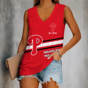 Limited Edition – Customized MLB Philadelphia Phillies Women’s V-Neck Tank Top