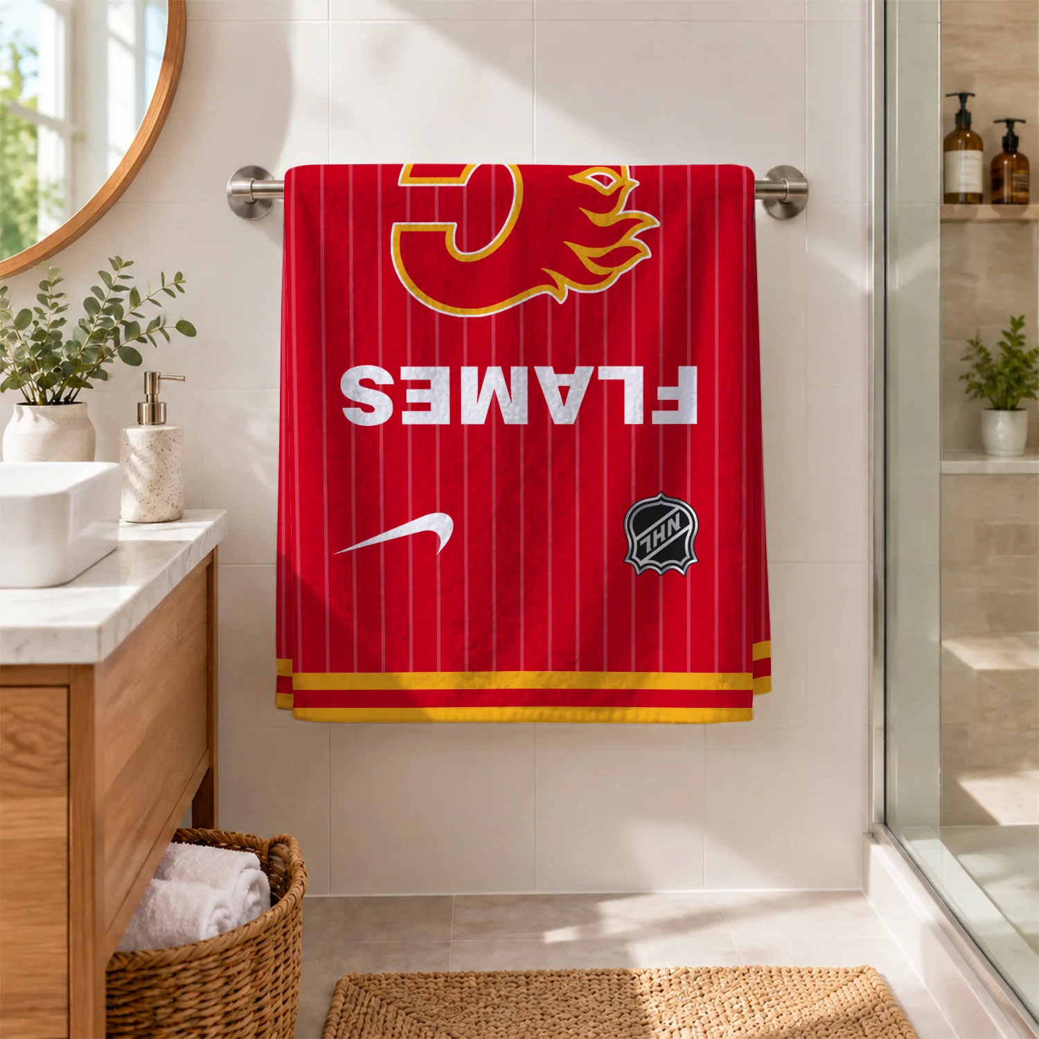 Limited Edition – Customized NHL Calgary Flames Beach Towel - Image 2