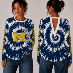Limited Edition – Customized NCAA Michigan Wolverines Women’s Back V-Cut Long-Sleeve Shirt