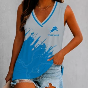 Limited Edition – Customized NFL Detroit Lions Women’s V-Neck Tank Top