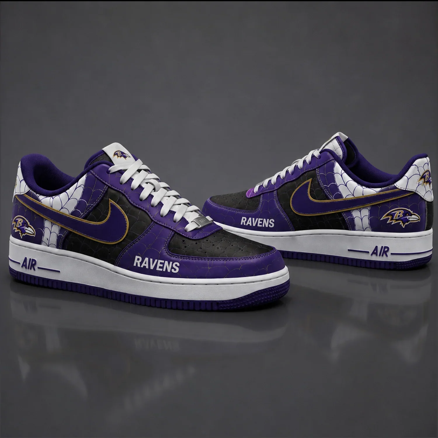 Limited Edition – Customized NFL Baltimore Ravens X Spider Air force 1 Shoes
