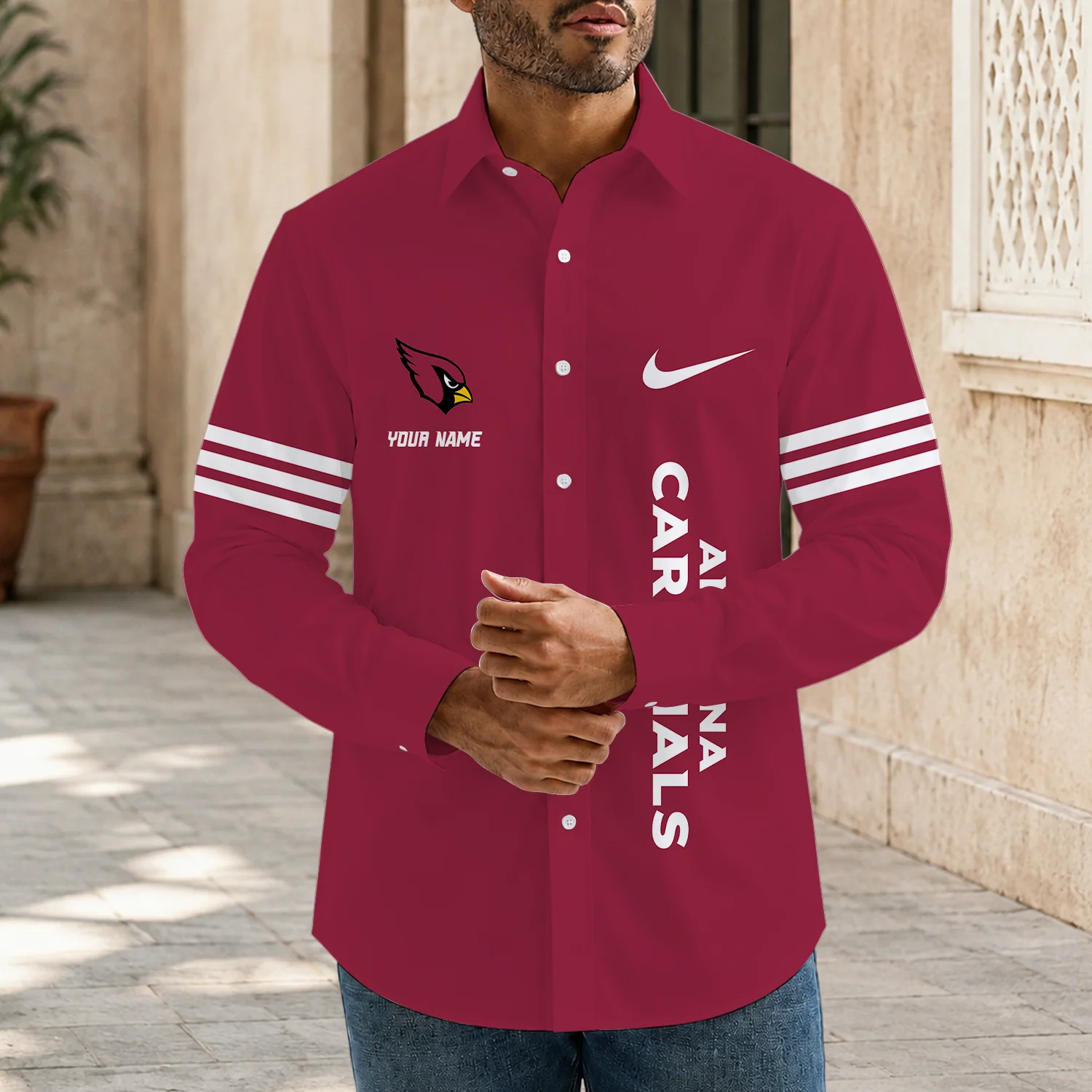 Limited Edition – Customized NFL Arizona Cardinals Men’s Long Sleeve Button-Up Shirt