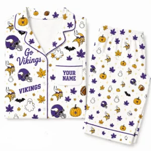 Limited Edition – Customized NFL Minnesota Vikings Halloween Long Pajamas Set