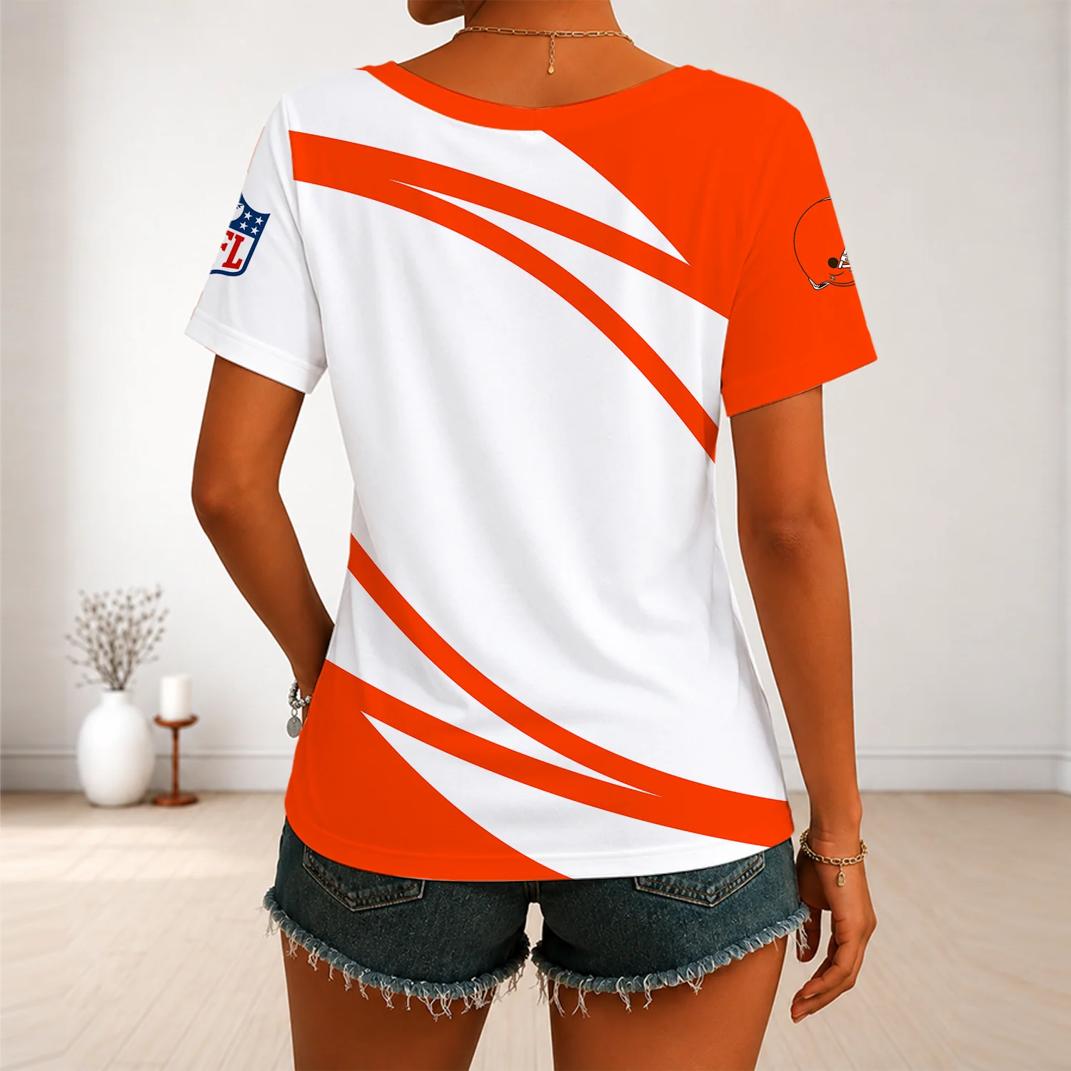 Limited Edition – Customized NFL Cleveland Browns V-Neck Female Shirt - Image 4