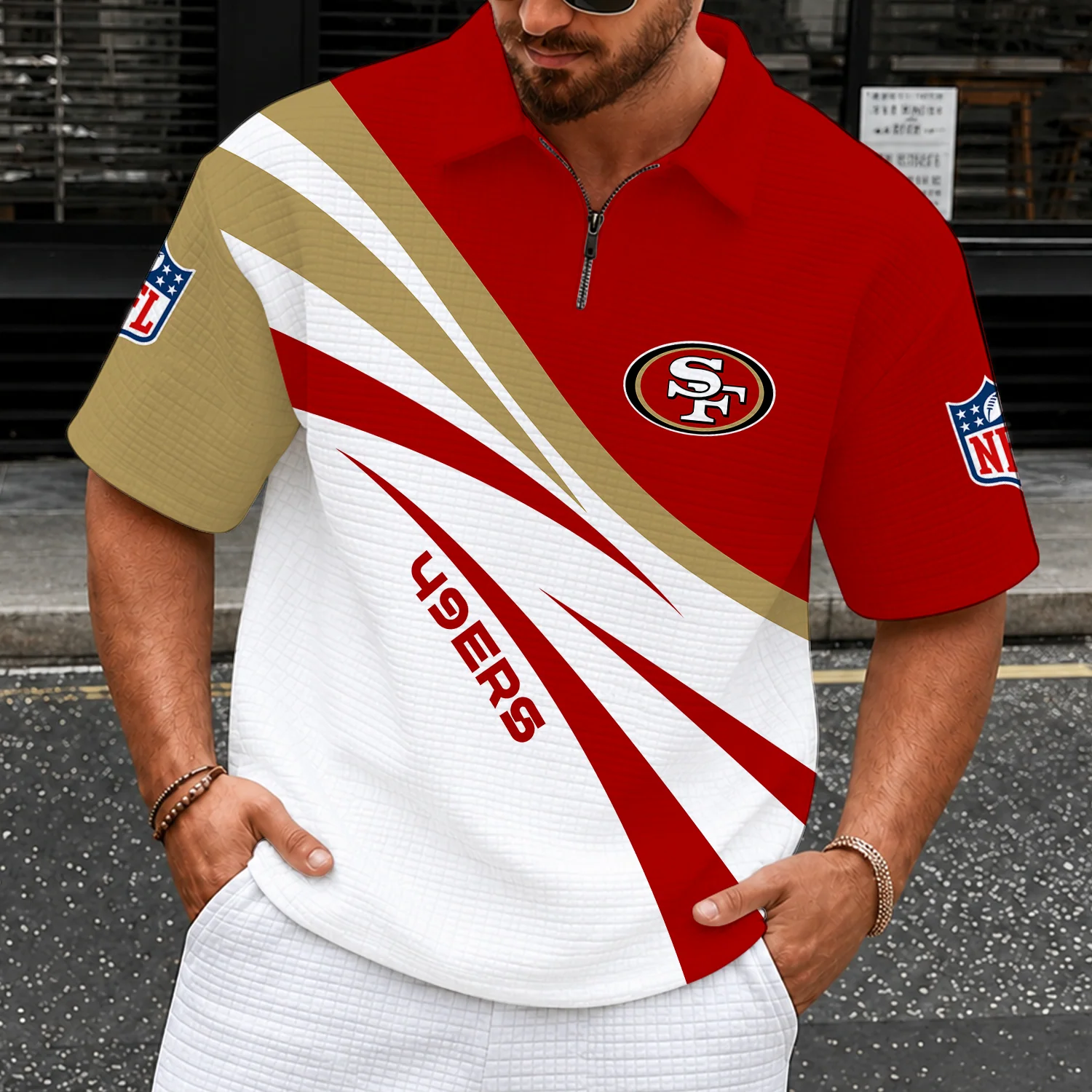 Limited Edition – Customized NFL San Francisco 49Ers Quarter-Zip Polo Shirt