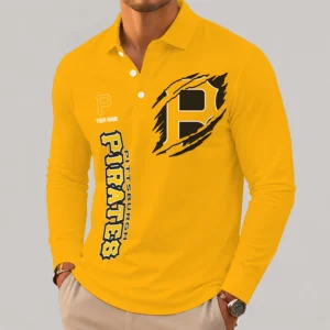 Limited Edition – Customized MLB Pittsburgh Pirates Men’s Long Sleeve Polo