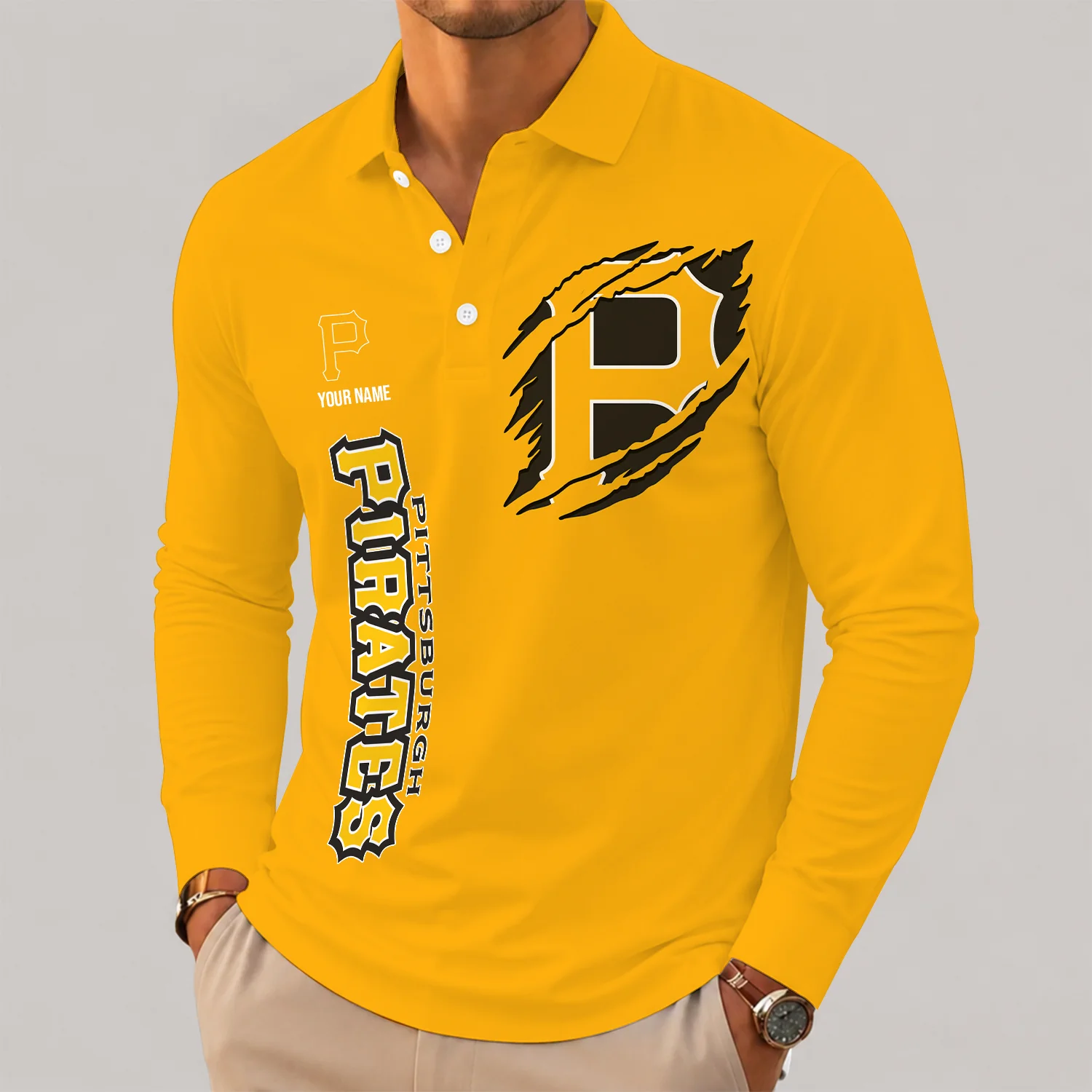 Limited Edition – Customized MLB Pittsburgh Pirates Men’s Long Sleeve Polo