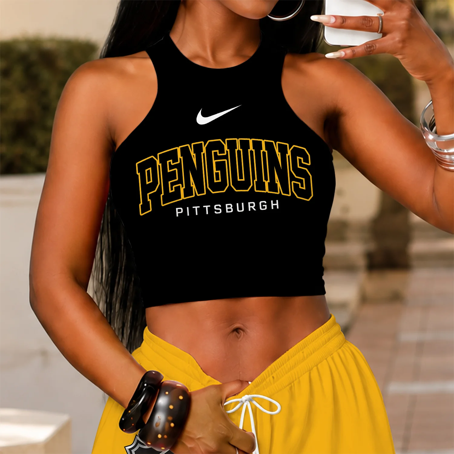 Limited Edition – Customized NHL Pittsburgh Penguins Women’s Crop Top & Long Pants Set - Image 2