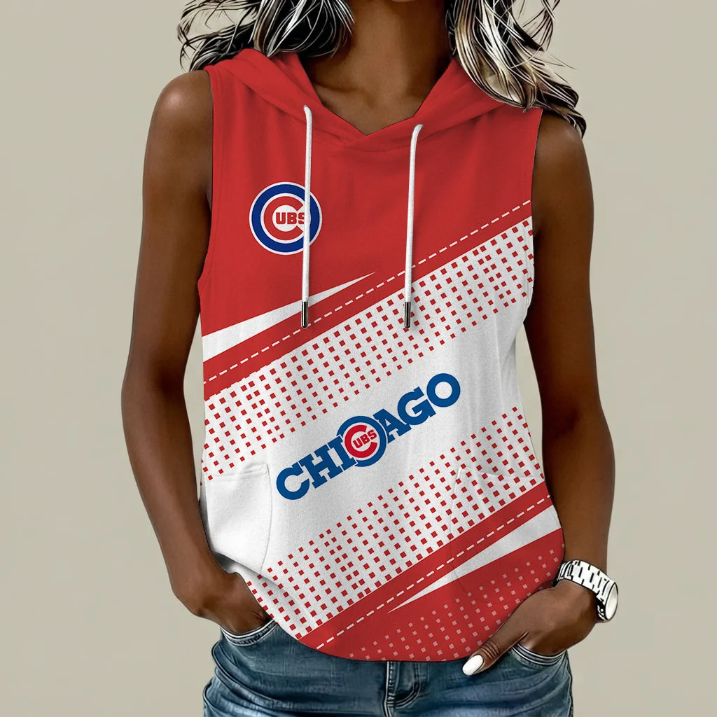 Limited Edition – Customized MLB Chicago Cubs Women’s Sleeveless Hooded Pocket Tank Top