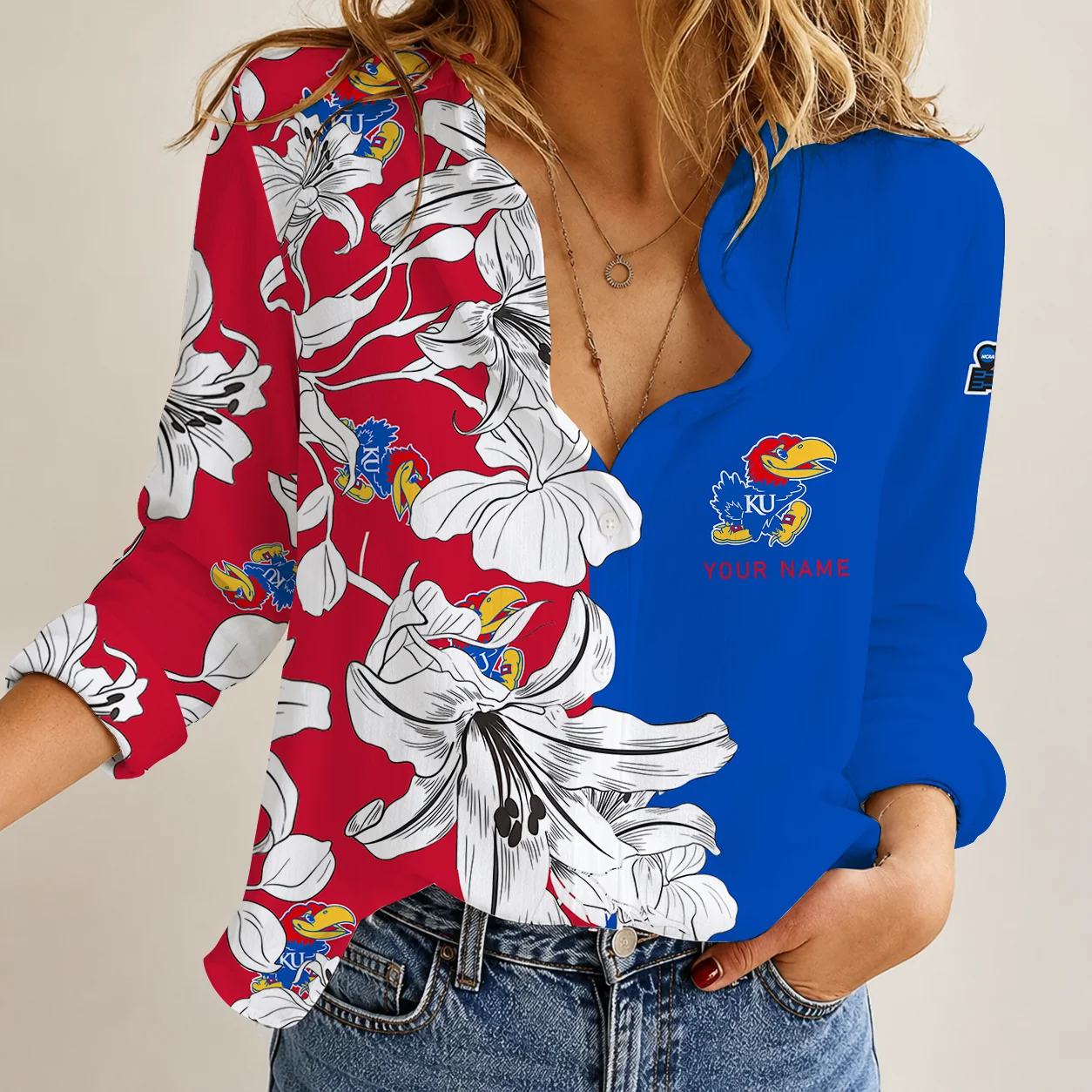 Limited Edition – Customized NCAA Kansas Jayhawks Strappy Women Casual Shirt
