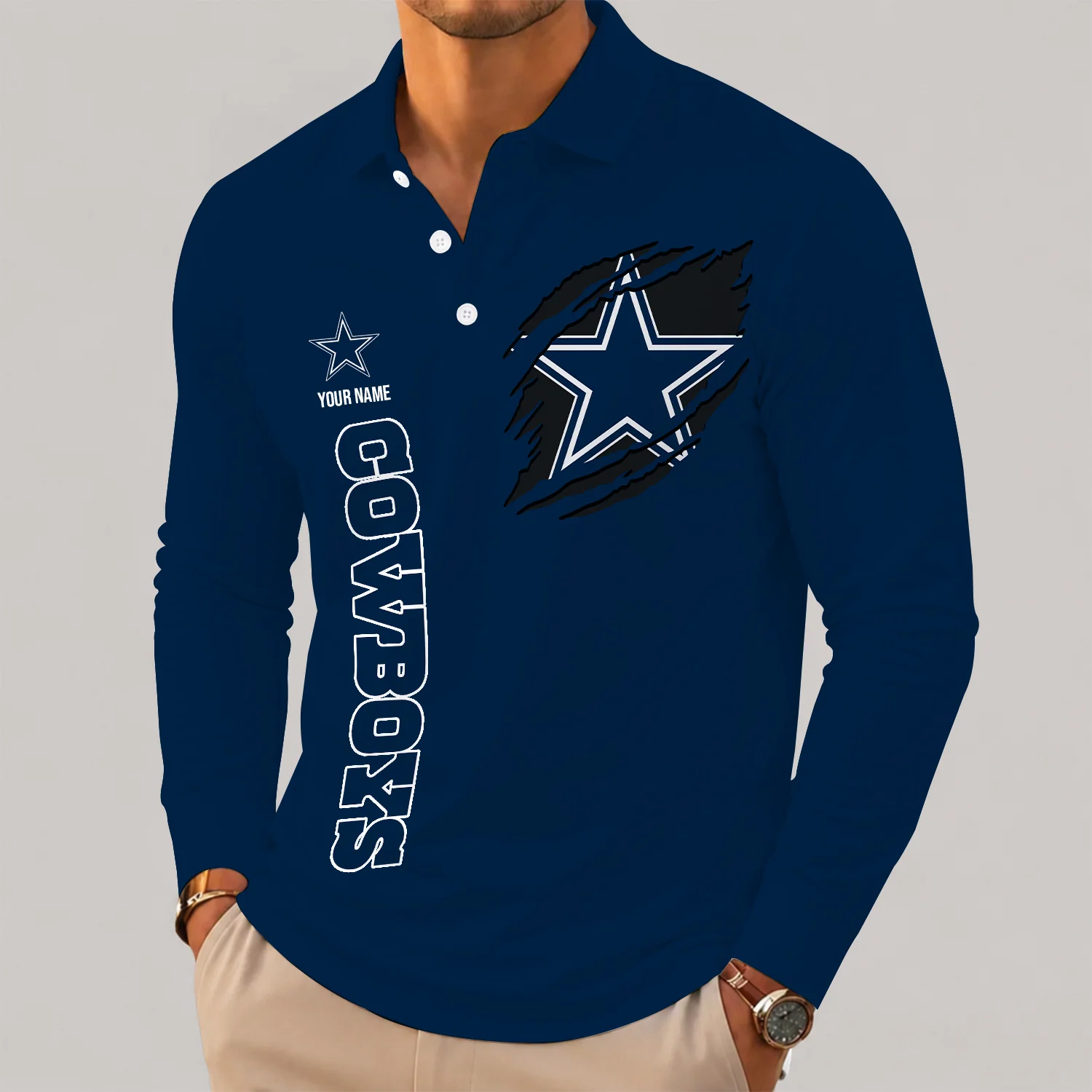 Limited Edition – Customized NFL Dallas Cowboys Long Sleeve Polo Shirt
