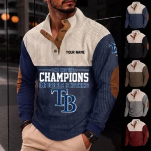 Limited Edition – Customized MLB Tampa Bay Rays Button Sweatshirts Stand Collar