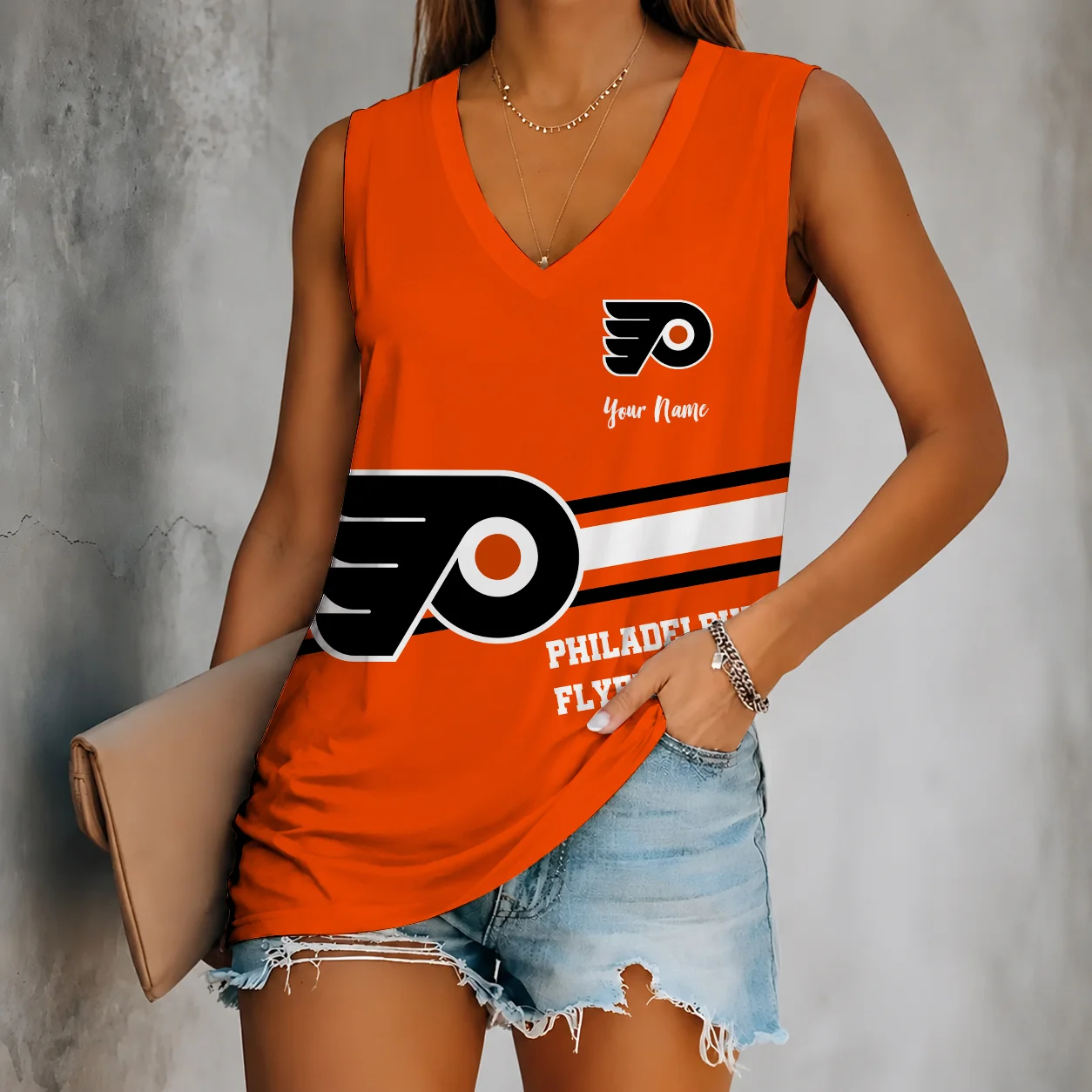Limited Edition – Customized NHL Philadelphia Flyers Women’s V-Neck Tank Top