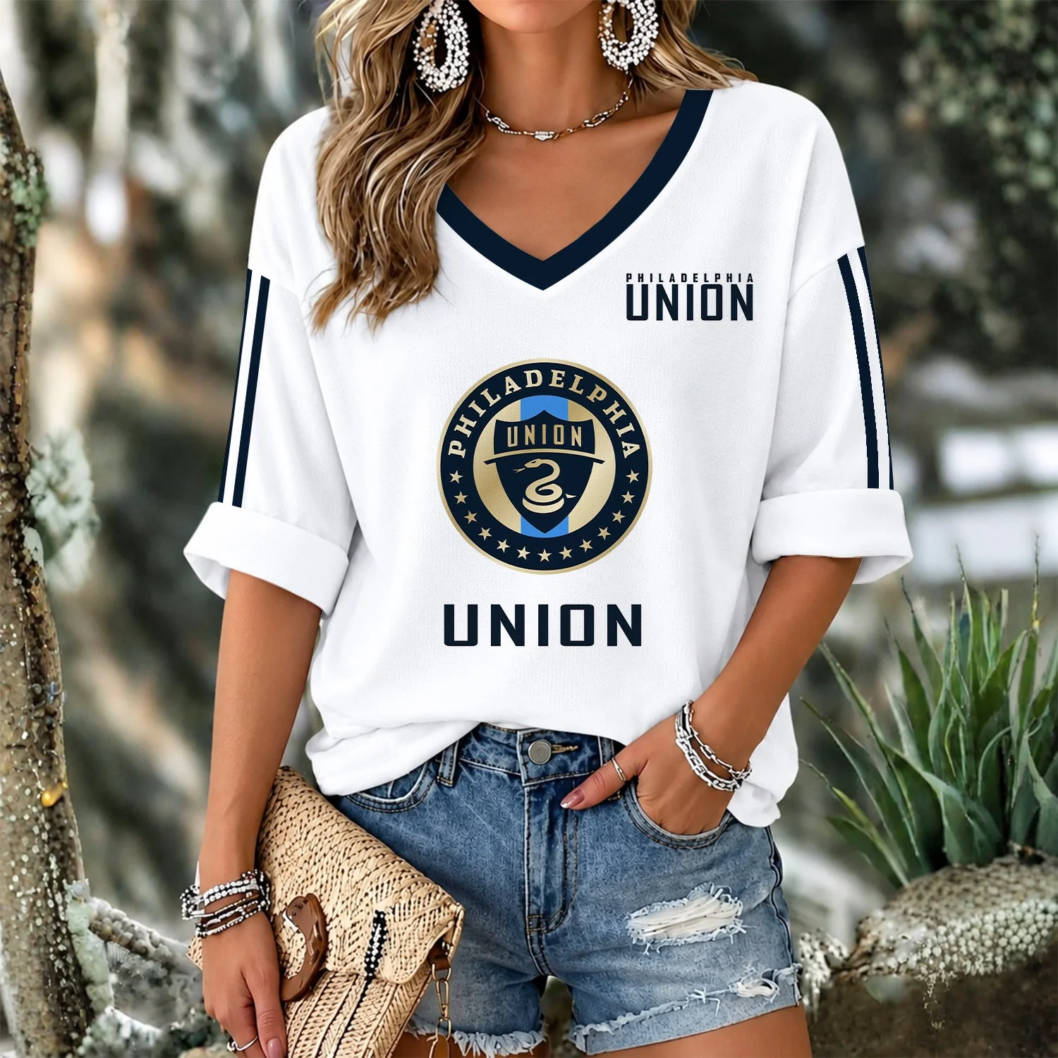 Limited Edition – Customized MLS Philadelphia Union Women’s V-Neck Long Sleeve Shirt