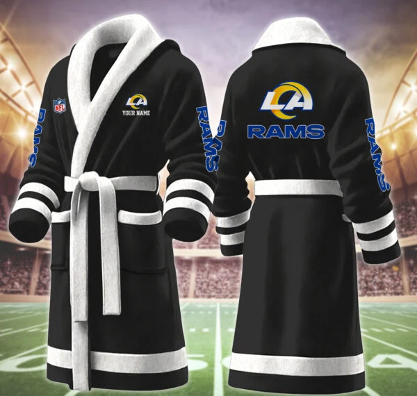 Limited Edition – Customized NFL Los Angeles Rams Multicolor Fleece Bathrobe - Image 2