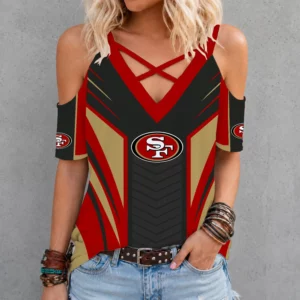 Limited Edition – Customized NFL San Francisco 49Ers Criss Cross V-Neck Top
